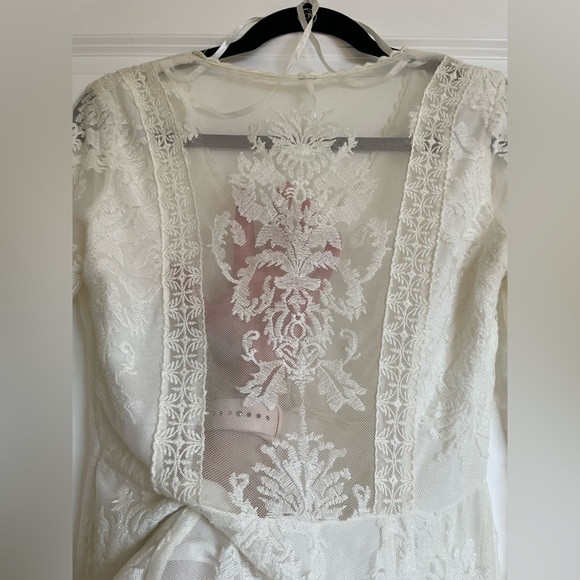 Free People Long Sleeve Lace Dress in White - Picture 9 of 14